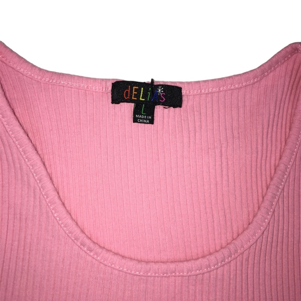 Delia’s Pink Flamingo Ribbed Crop Tank Top - Picture 5 of 6